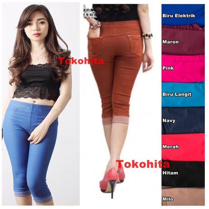 JUMBO Jeging Dewasa Leging Jeans Dewasa Pendek Lipat Premium XL