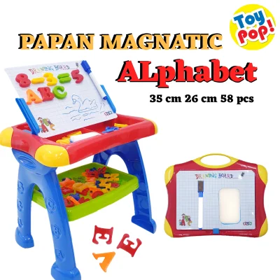 Mainan Edukasi Anak Magnetic Learning Table Lengkap papan tulis dengan Alphabet Angka Alat Gambar penghapus magnet