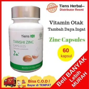 Tiens Herbal Vitamin Otak Penambah Daya Ingat Kecerdasan Paket Hemat 1 Botol Isi 60 Kapsul Zinc Free Member Card Th