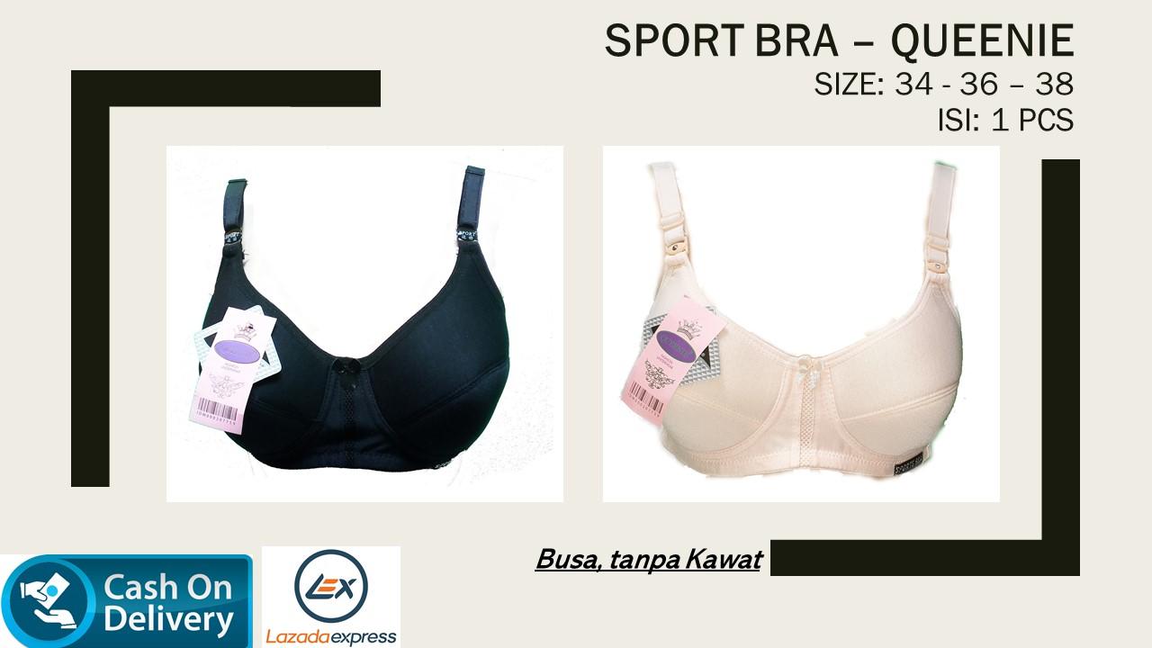 Bra Sport Queenie (ukuran 34-36-38) - BH Pakaian Dalam Sport - sport Bra  Bra bahan Katun busa tipis tanpa kawat Queenie by Izdan Shop