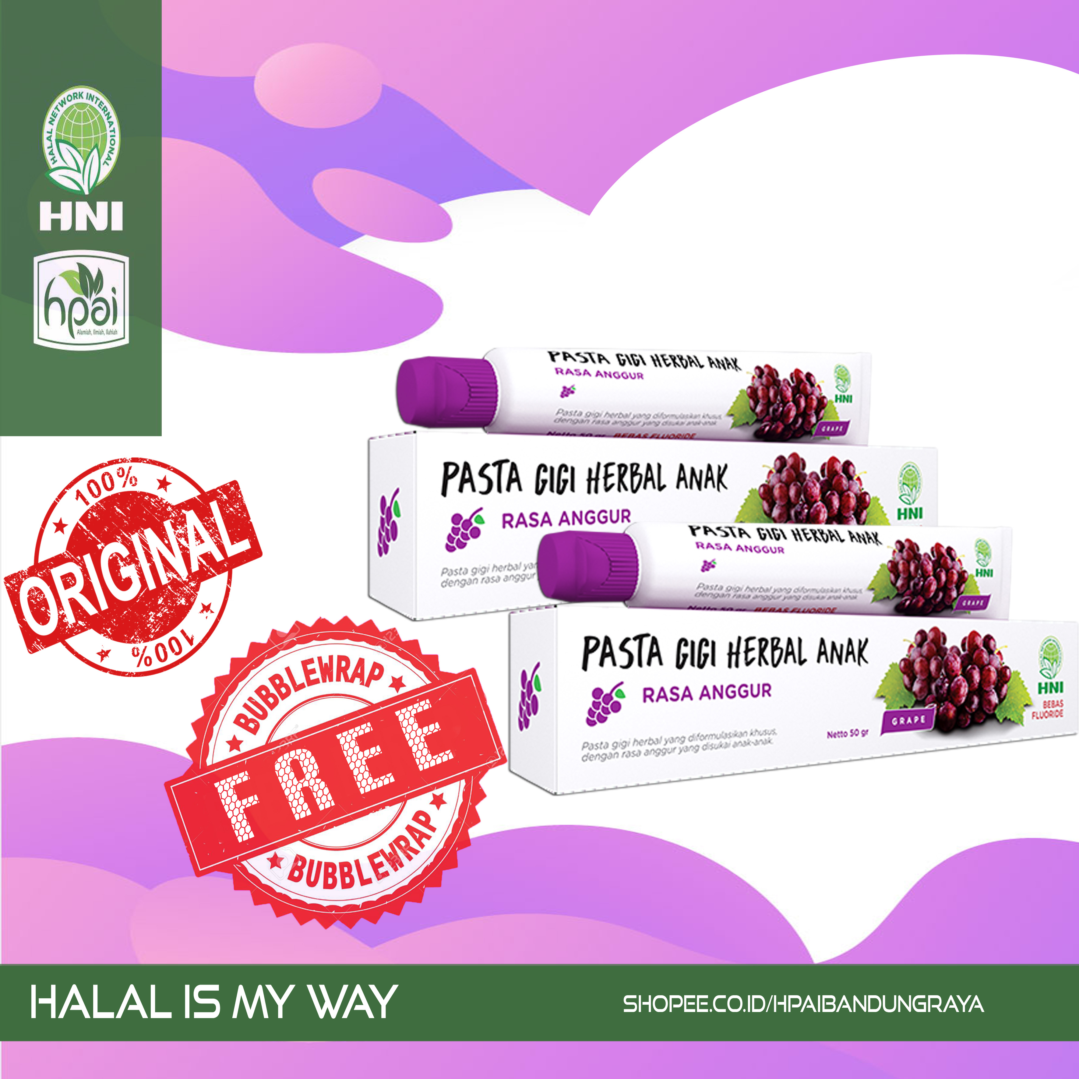 PASTA GIGI HERBAL ANAK RASA ANGGUR HNI HPAI | PGH ANAK RASA ANGGUR