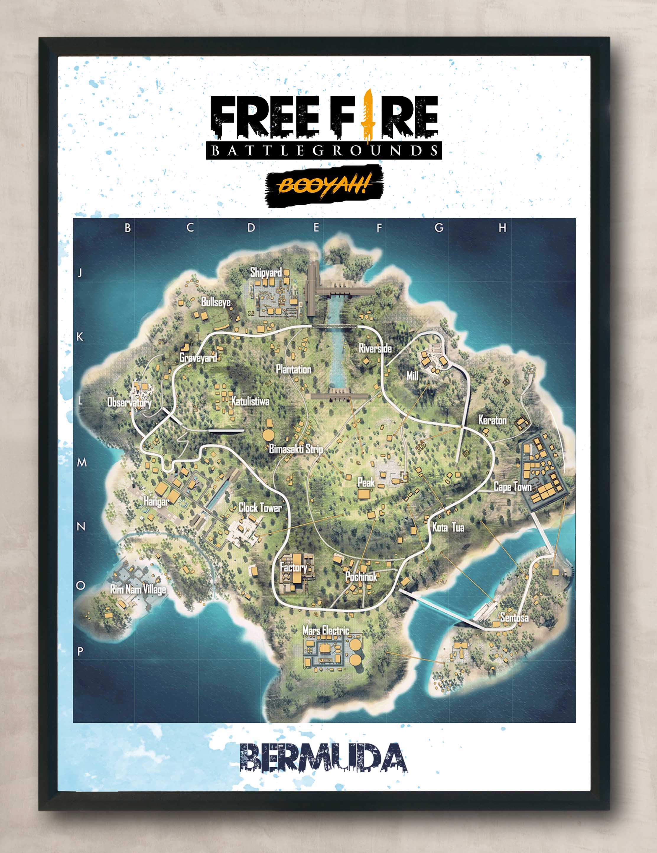 Free Fire FF Peta Bermuda Map Poster HD Booyah Ukuran A3 Lazada Indonesia