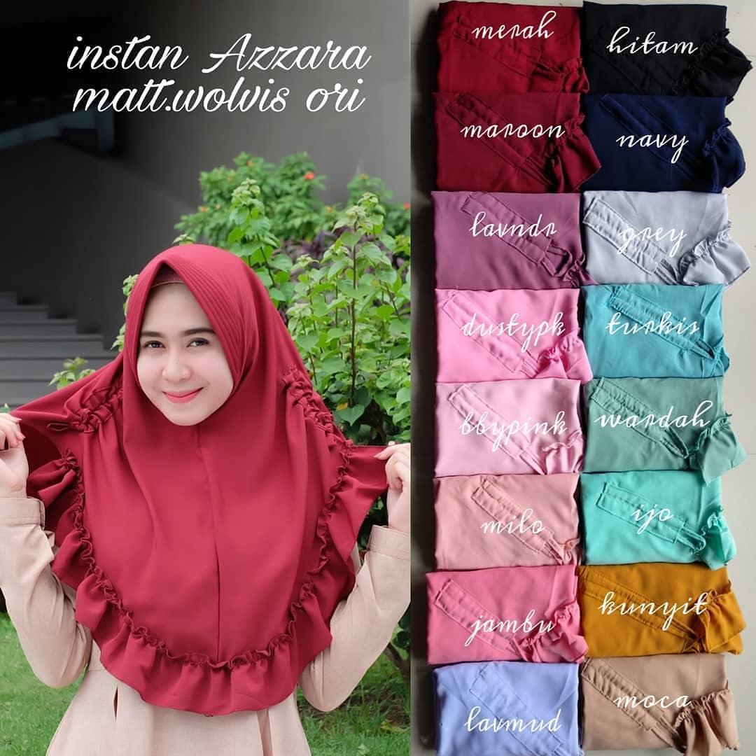 Khimar Instan Azzara Pet Rempel Kriwil Serut Kanan Kiri Jilbab Renata Talita