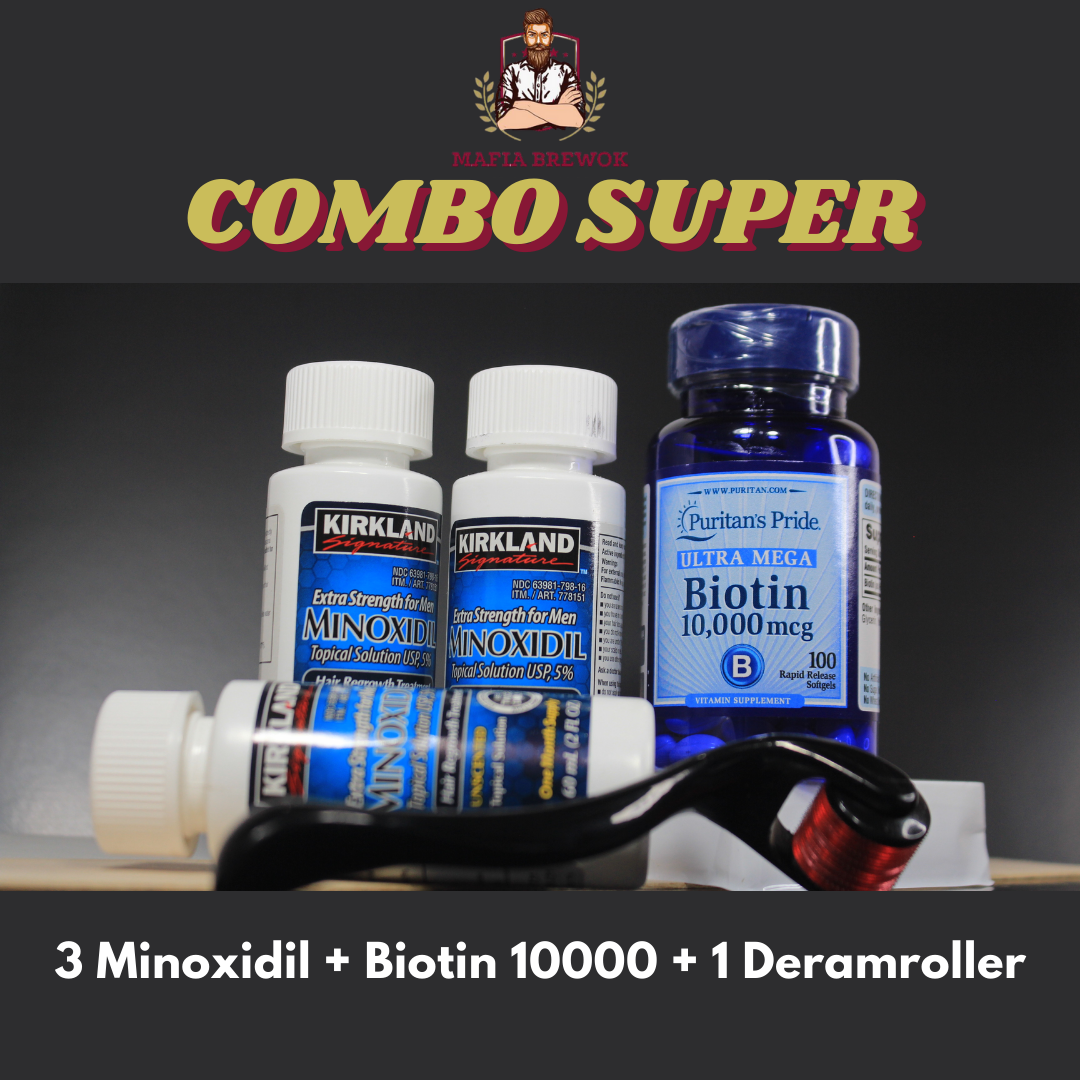 Combo Super Minoxidil Krikland Biotin 10000 Mcg Derma Roller Lazada Indonesia 4663