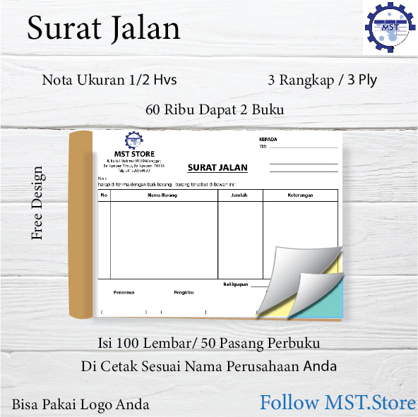 Surat Jalan Tanda Terima Nota Rangkap 2 Buku Hitam Putih Logo Free Design Lazada Indonesia