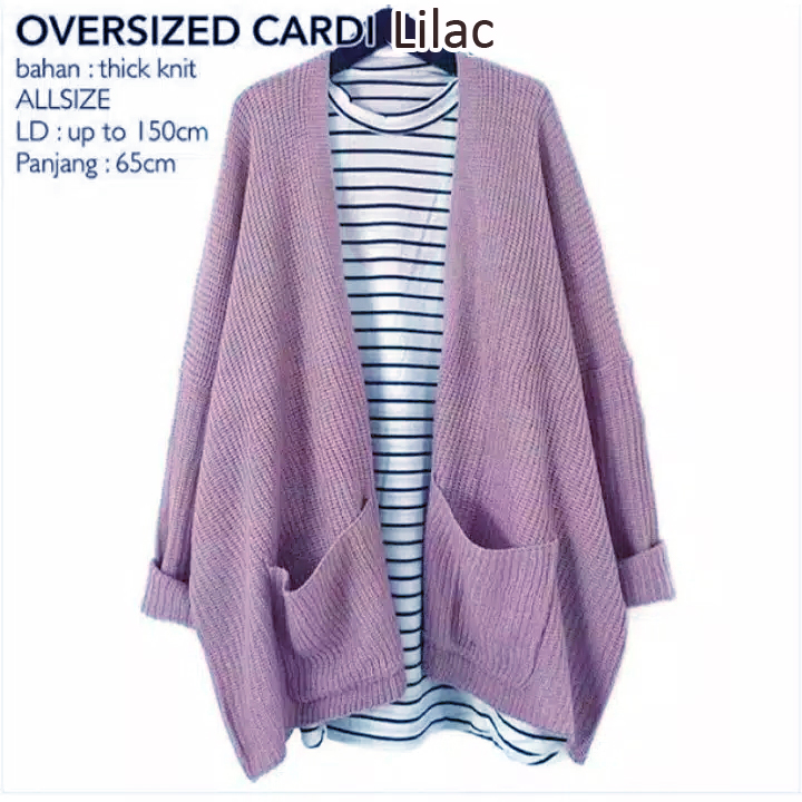 cardigan rajut oversize lilac