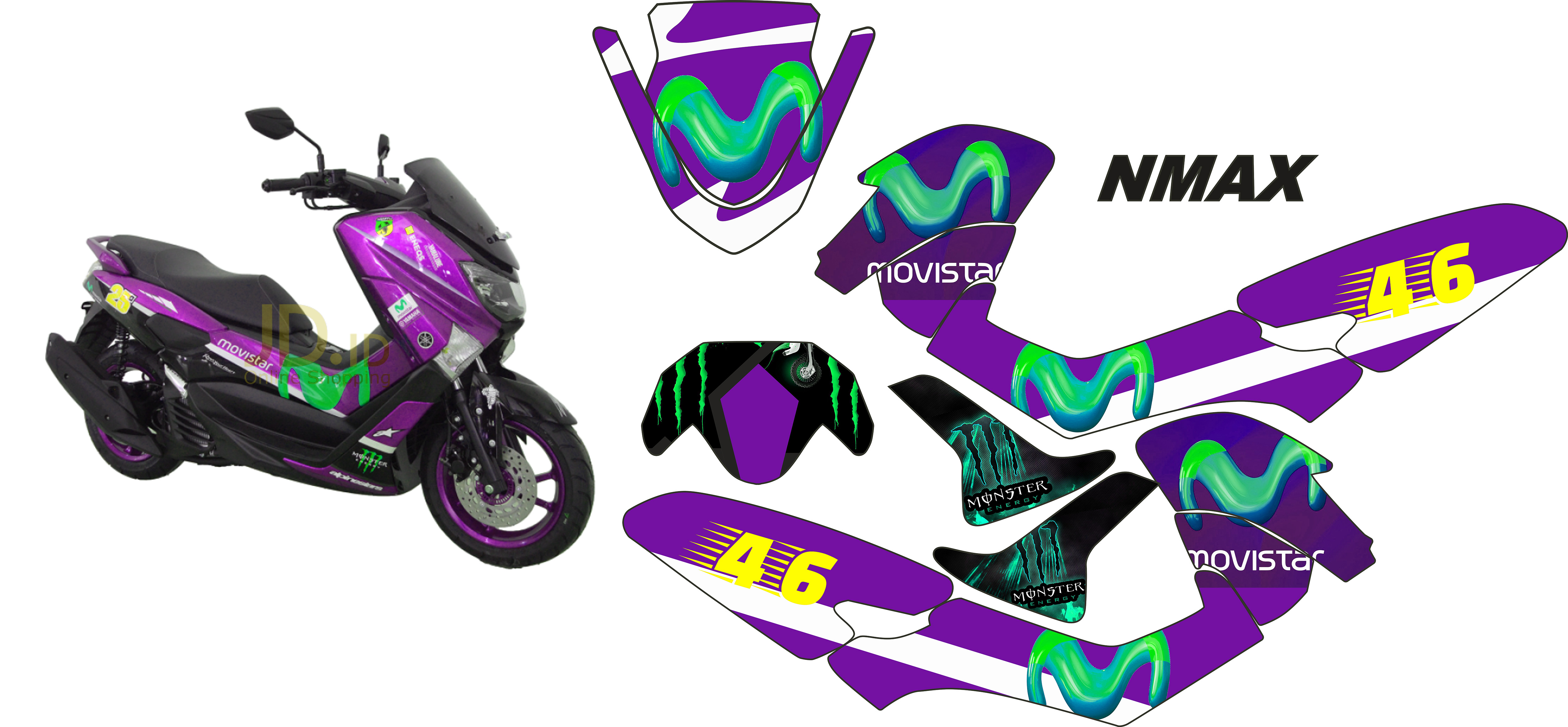 Decal Stiker Motor Nmax Moviestar Yamaha Team Racing Modifikasi