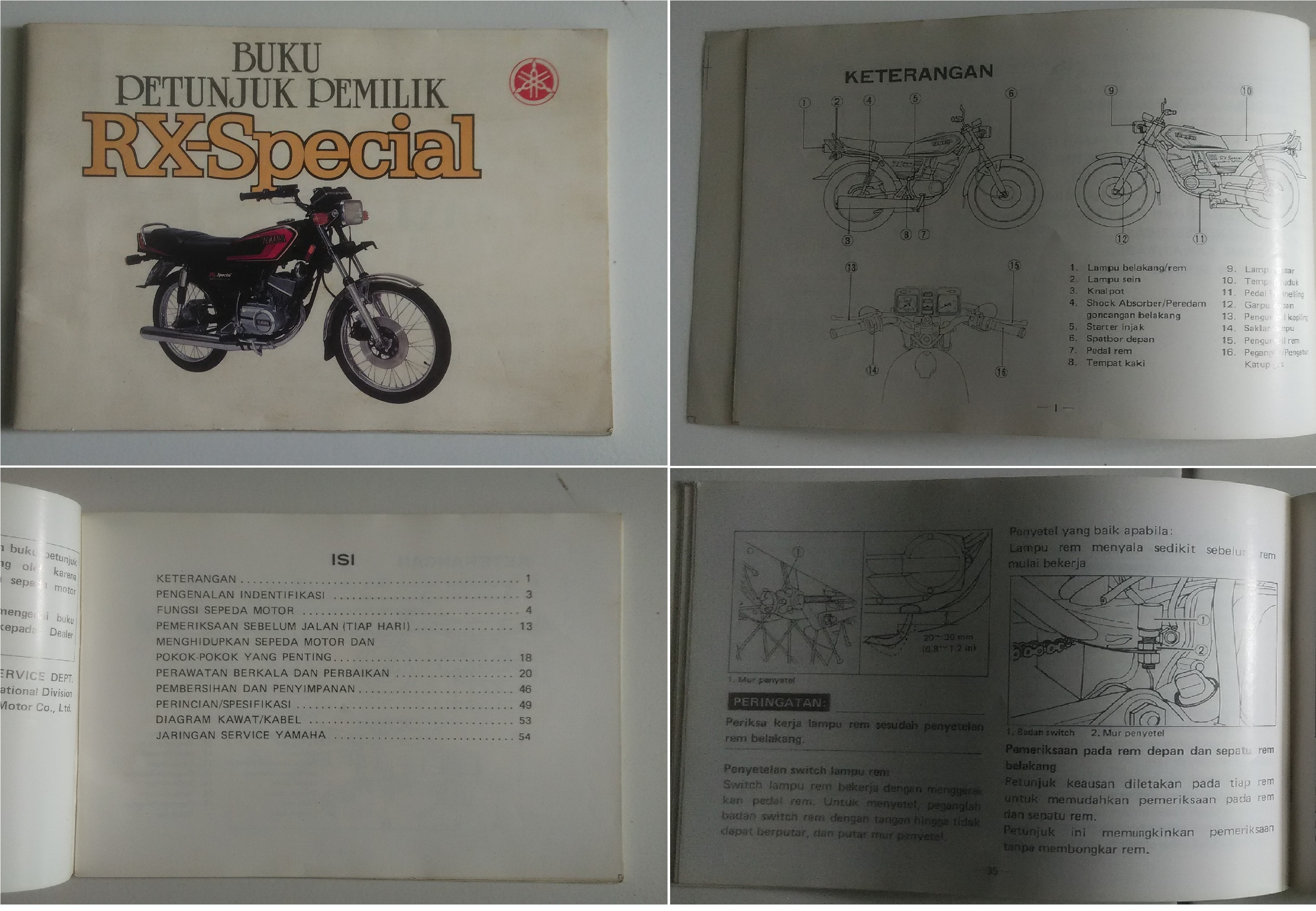 MANUAL BOOK YAMAHA RXSPESIAL ORIGINAL Buku Petunjuk Yamaha RX S / RX