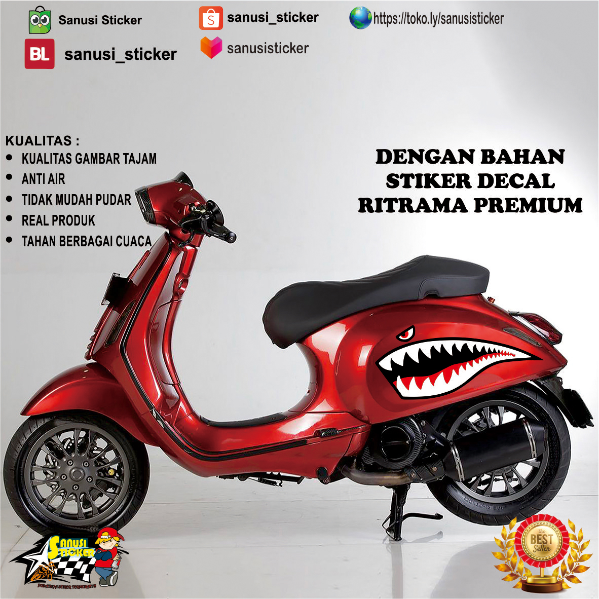 Stiker motor Vespa - Vespa Matic - Stiker Motor - Decal Skuter - Decal