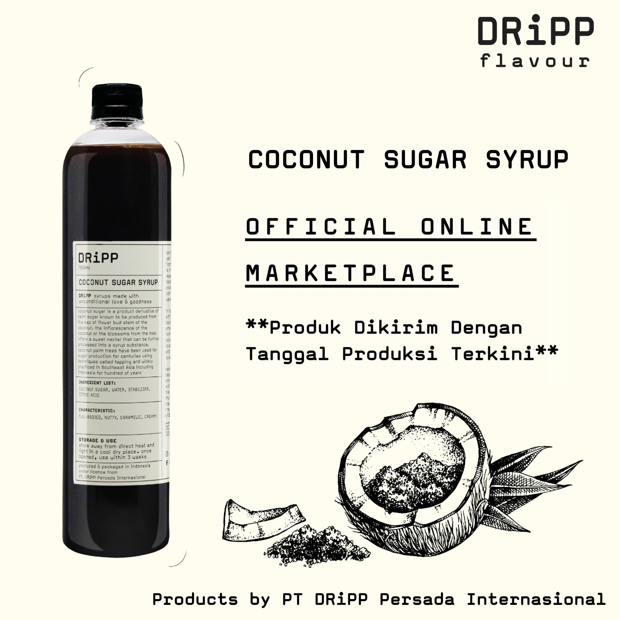 Dripp Coconut Sugar Syrup Sirup Rasa Gula Kelapa Beda Dari Sirup Gula Aren Atau Palm Sugar Untuk Minuman Kekinian Lazada Indonesia