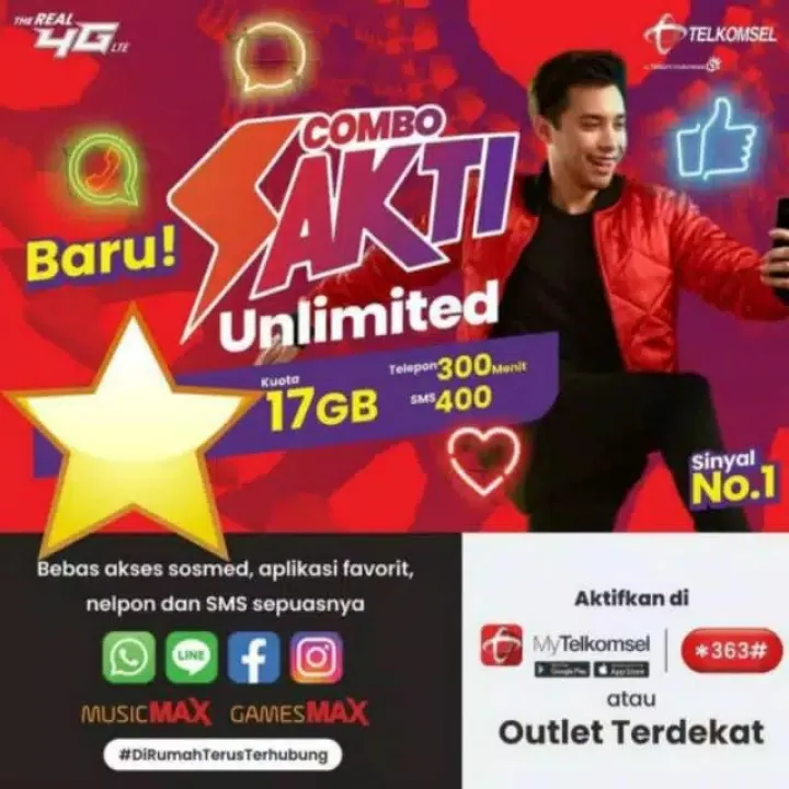 Perdana Kartu Telkomsel Sakti Kartu Sakti Telkomsel Combo Sakti 17gb 25 Gb Unlimited Medsos Paket Bukan Kartu Grab Gojek Lazada Indonesia
