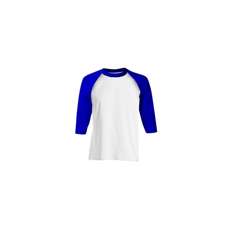 Kaos Polos Raglan Combed 20s Putih Biru