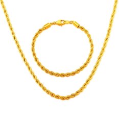 Pria Rantai Kalung Gelang 18 K Emas Emas Disepuh