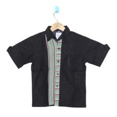 MenthikBatik Kemeja Denim Tenun Lurik - Hitam