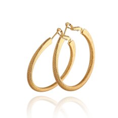 Gadis Wanita Metalik Anting-anting Lingkaran Bulat Anting-anting Lingkaran 18 Karat Gold Fil