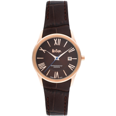 Moment watch - lee cooper LC-50L-C - jam tangan wanita - leather strap - coklat
