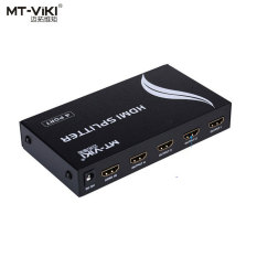 MT-VIKI Mt-sp114 1*4 Port HDCP HDMI Splitter Ver 1.4b Kotak Logam untuk Full HD 1080 P (Satu Input Ke 4 Keluaran) (EU/US Plug)