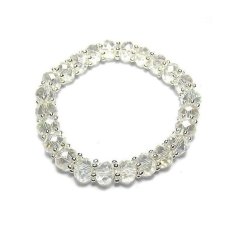 Baru Fashion Design Beauty Clear Geometris Manik-manik Kristal Bunga Perak Pads Strand Gelang Hadiah Natal Terbaik untuk Wanita dan Pria