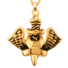 Baru Trendy Pesona Unik Big Angel Desain 18 K GOLD/Platinum Disepuh Pendant Kalung untuk Pria Pesta Hadiah P30169 -Intl