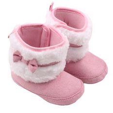 Baru Lahir Bayi Katun Sepatu Tinggi Sepatu Bot Salju Musim Dingin untuk Membantu Coral Velvet Belajar Berjalan Sepatu 0-12 Bulan WMC0932 (Pink)