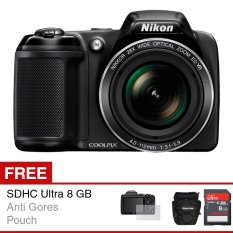 Nikon Coolpix L340 Kamera Digital - 20.2 MP - Hitam + Gratis SD Card Ultra 8GB + Tas