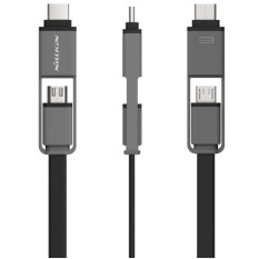 NILLKIN Plus Tipe C Kabel Tipe C And Kabel Micro USB Pengisian Data Sinkronisasi For LG Nexus 5 X Lumia 950 Meizufor Samsung S7 (hitam)