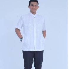 Nuranitex Busana Muslim Baju Koko Bordir Modern 2017 SS08P - Putih Snada