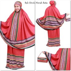 Nuranitex Busana Muslim Mukena Bali Etnik Cantik - Merah Bata