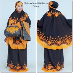 Nuranitex Busana Muslim Mukena Behel Oki Bunglon Super Mewah - Hitam Orange
