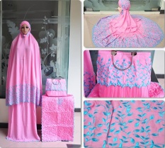Nuranitex Busana Muslim Mukena Bordir Behel Centini - Pink Toska