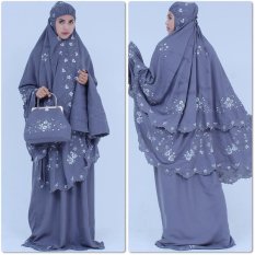 Nuranitex Busana Muslim Mukena Double Susun Bordir Syahrini - Abu