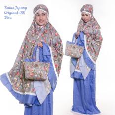 Nuranitex Busana Muslim Mukena Katun Jepang Original Terlaris Biru 001 - Jumbo