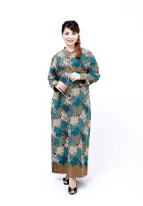 Oktovina-HouseOfBatik Gamis Batik Semi Sutra - Longdress Batik GBSS-3 - Tosca