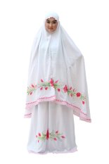 Oktovina-HouseOfBatik Mukena Batik Lukisan Santung - Moslem Batik MB-1 - Putih Pink