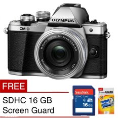 Olympus Kamera Mirrorless OM-D E-M10 Mark II - 16MP - Silver + Gratis SDHC 16 GB + Screen Guard