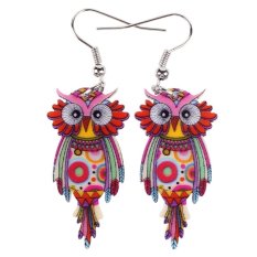 Owl Anting Dangle Long Drop Earrings Big Akrilik Contoh Baru 2015 Fashion Perhiasan untuk Wanita Charm Animal
