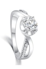 Platinum Disepuh Crystal CZ Cincin Berlian Perak