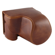 PU Leather Camera Case Bag untuk Canon PowerShot SX520 HS Brown