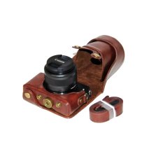 Pu Sarung Kamera Kulit untuk Canon EOS M10 15-45 Lensa (Kopi)