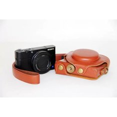 Pu Sarung Kamera Kulit untuk Sony DCS-RX100II M2 RX100 III M3 (Coklat)