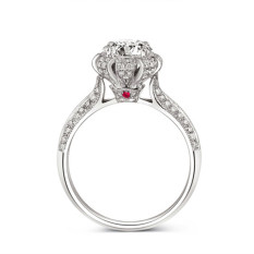 Ratu Caroline Luxury CZ Diamond Ring Crown Bentuk Double Carat Pernikahan Cincin untuk Wanita Platinum Plated Fashion Perhiasan