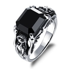 Queen Eropa Gaya Punk Titanium Baja Pria/Wanita/Unisex Ruby Cincin Perhiasan Grosir (Hitam) -US Ukuran: 10