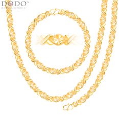 Romantis Bunga Kalung Set 18 K Berlapis Emas Trendy Pesta Hadiah untuk Wanita Kalung Earrings Gelang Perhiasan Set NB60077- INTL