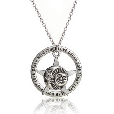 Silver Paduan Hollow Round Percaya Love Hope Dream dengan Sun Moon Star Charm Pendant Kalung Women Hadiah