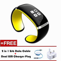 Jam Pintar Smart Wristband L12S OLED Bluetooth Gelang Wrist Watch Desain untuk IOS IPhone Samsung & Android Phones Wearable Elektronik (kuning)