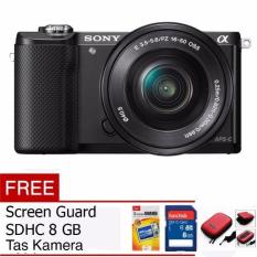 Sony Alpha A5000L Kit 16-50mm - 20.1 MP - Hitam + FREE MC 8 GB+Tas+ Screen Guard