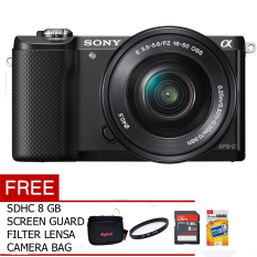 Sony Alpha A5000L Kit 16-50mm - 20.1 MP - Hitam + FREE MC 8 GB+Tas+UV Filter + Screen Guard