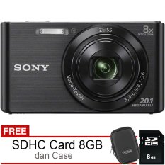 Sony DSC-W830 - 20,1MP ZEISS + SDHC 8GB + Case - Hitam