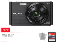 Sony DSC-W830 8x Optical Zoom - 20.1 MP - Hitam + Gratis SD Ultra 8 GB + Screen Guard