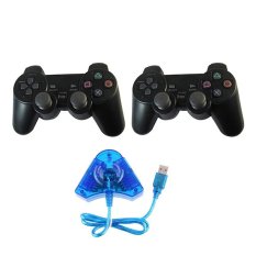 Sony Paket : 2 Stik PS2 Original Pabrik + Converter Usb - Buat Main Pes/game Lain